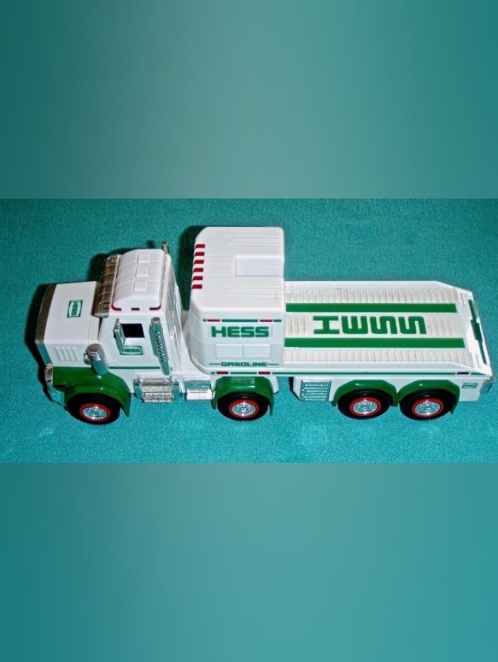 HESS White & Green Flatbed Truck Toy - Classic Collector Vehicle 2013